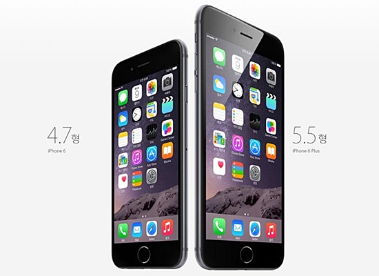 '아이폰6'(왼쪽)와 '아이폰6+' 제품사진 <사진=애플>