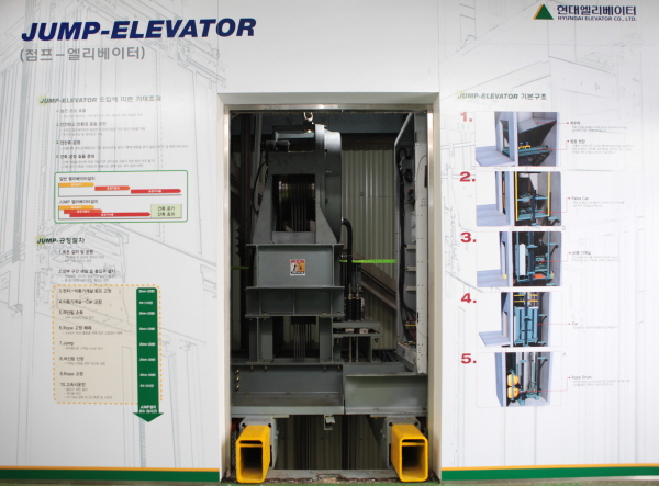 경기도 이천시 현대엘리베이터 본사 테스트타워에 설치된 점프 엘리베이터. <사진=현대엘리베이터>