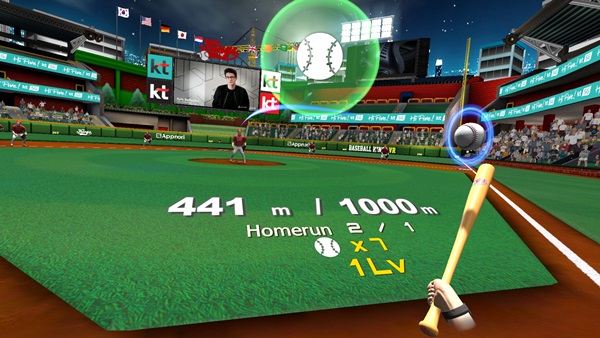 앱노리 VR 스포츠 야구 콘텐츠 플레이 이미지.<사진=KT>