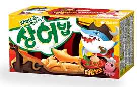 매운 맛에 달고 짠 맛을 더한 '상어밥 매콤한맛' 제품 이미지. <사진=오리온>