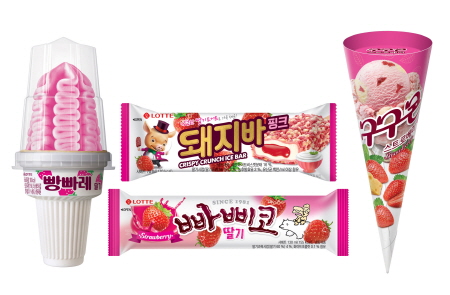 롯데푸드 딸기 아이스크림 4종 <사진=롯데푸드>