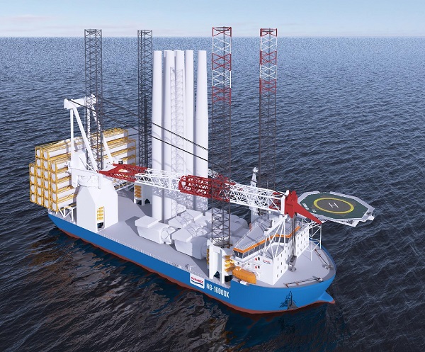 대우조선해양의 대형 해상풍력발전기 설치선 ‘NG-16000X’ 디자인 조감도 <사진=대우조선해양>
