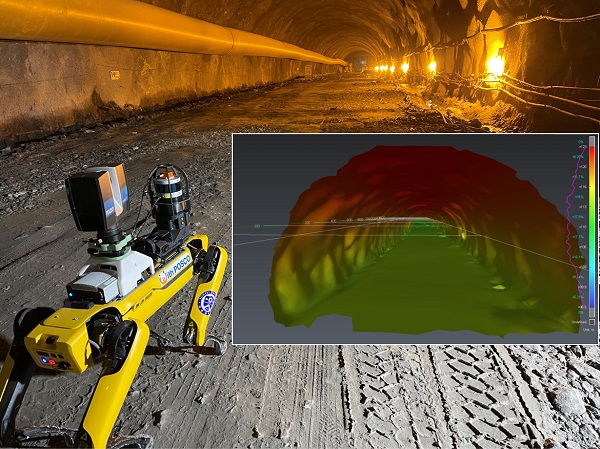 터널 공사 현장에 투입된 무인 자율보행 로봇. <사진=포스코건설>