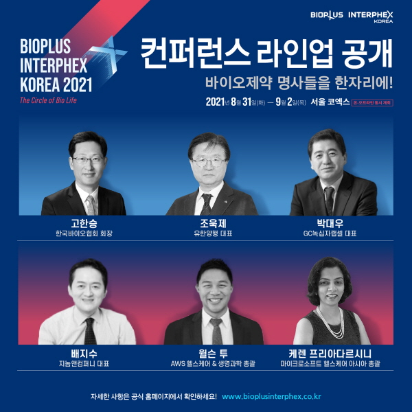 ▲ ‘바이오플러스-인터펙스 코리아 2021’ 기조세션 라인업 <사진=한국바이오협회>
