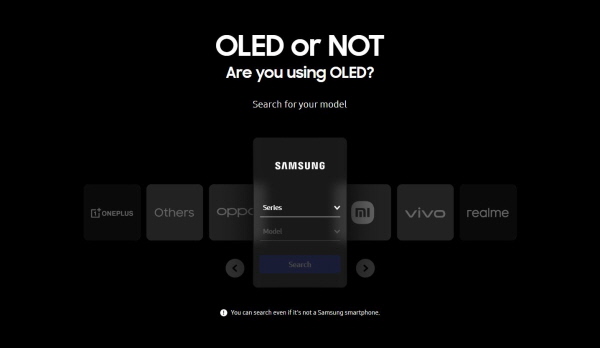 삼성디스플레이가 런칭한 'OLED Finder' 사이트 메인 검색 화면 <사진=삼성디스플레이>
