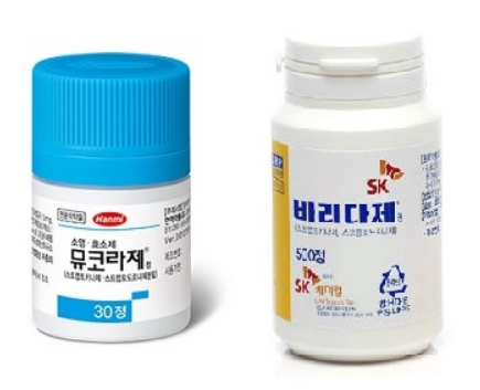 한미약품 ‘뮤코라제’, SK케미칼 ‘바리다제’ [사진=각사 취합]