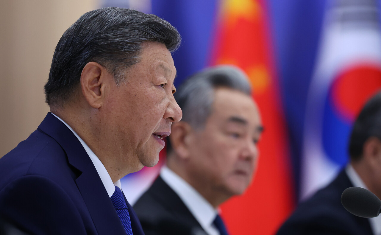 시진핑 중국 국가주석이 1일 경북 국립경주박물관에서 열린 이재명 대통령과의 한중 정상회담에서 발언하고 있다. ©연합뉴스