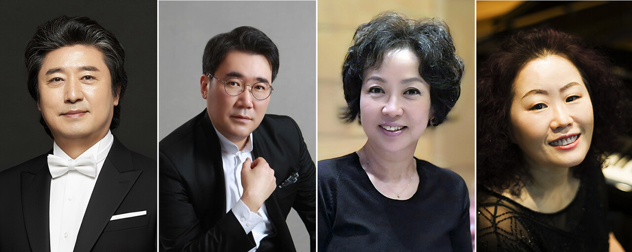 (왼쪽부터)테너 김찰호, 베이스바리톤 강병주, 피아노 정미애, 이수미 ⓒ어메이징 그레이스