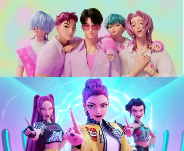 넷플릭스 '케이팝 데몬 헌터스' 열풍결과 K팝의 인기는 그 어느때보다 뜨겁지만, 음반과 수출 지표만 놓고 보면 성장세는 이미 3년째 둔화·역성 구간에 들어섰다. 2022년 팬데믹 특수로 정점을 찍은 뒤 2023년 조정, 2024~2025년 완만한 하락 흐름이 이어지는 모양새다. 사진= 넷플릭스 ‘케이팝 데몬 헌터스’ 영상캡처